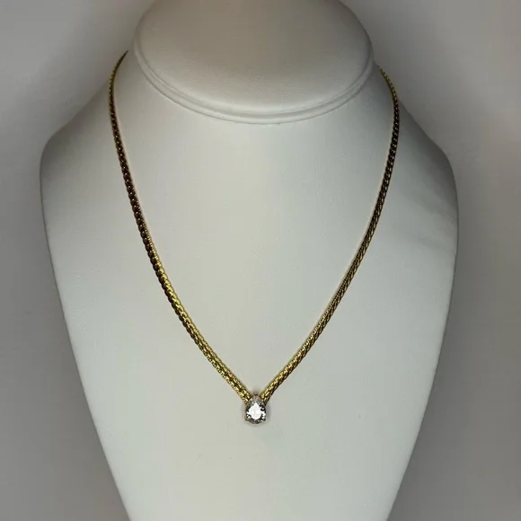 Elegant Gold Cubic Zirconia Necklace Wedding - Picture 3 of 4